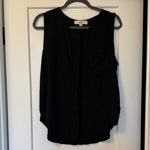 LOFT Black Sleeveless Button Up Blouse